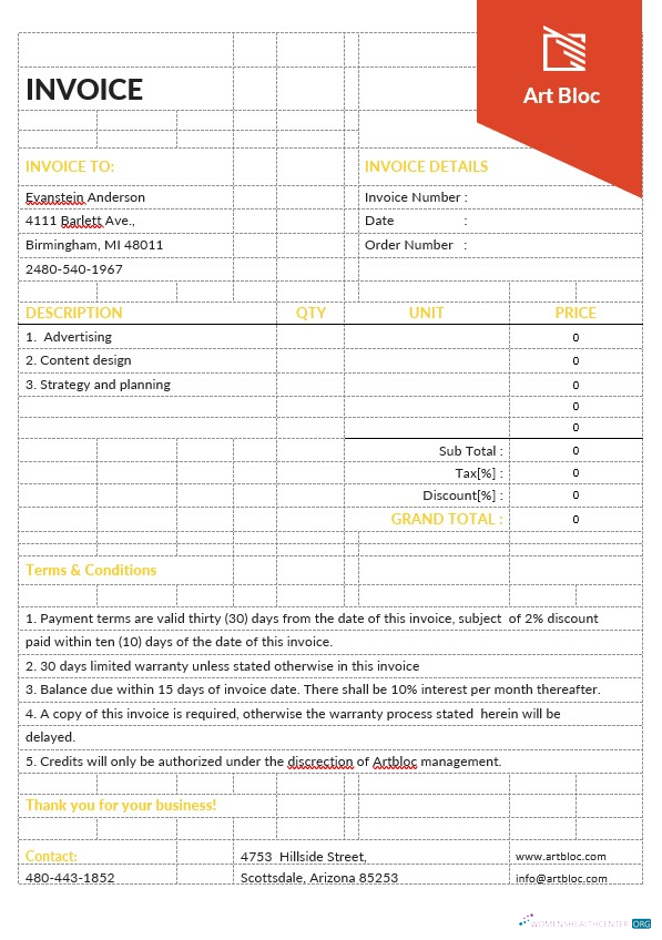 Download Art Director Invoice Template Photoshop template